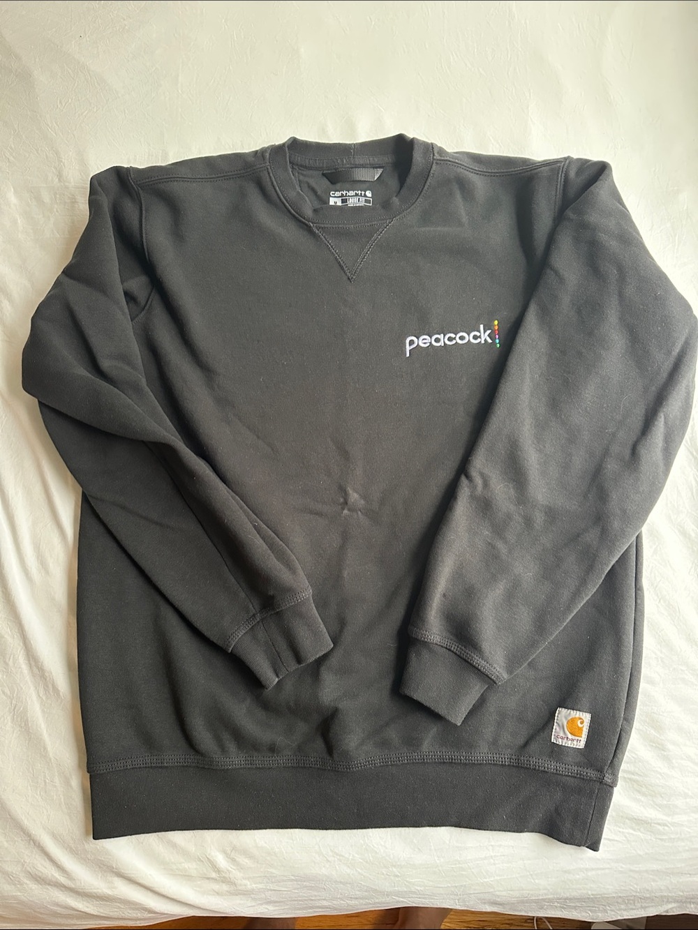 Carhartt Black Crewneck Sweatshirt with Small Peacock Logo